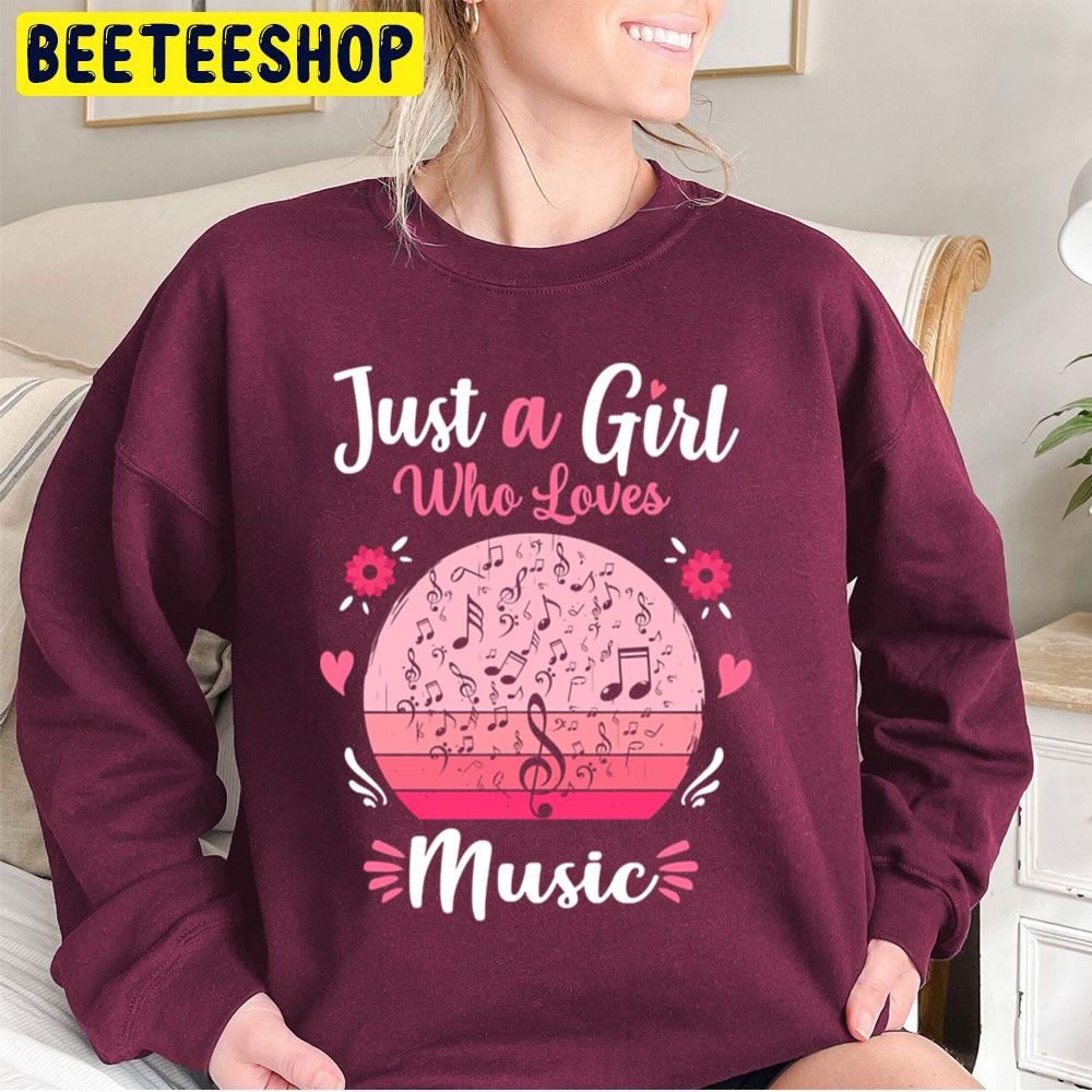 Just A Girl Who Loves Music Pink Retro Vintage Trending Unisex Sweatshirt Just A Girl Who Loves Music Pink Retro Vintage Trending Unisex Sweatshirt