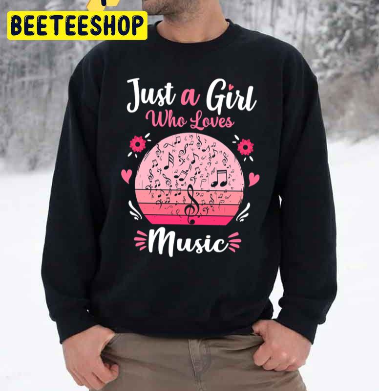 Just A Girl Who Loves Music Pink Retro Vintage Trending Unisex Sweatshirt Just A Girl Who Loves Music Pink Retro Vintage Trending Unisex Sweatshirt