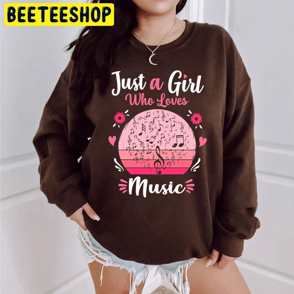 Just A Girl Who Loves Music Pink Retro Vintage Trending Unisex Sweatshirt Just A Girl Who Loves Music Pink Retro Vintage Trending Unisex Sweatshirt