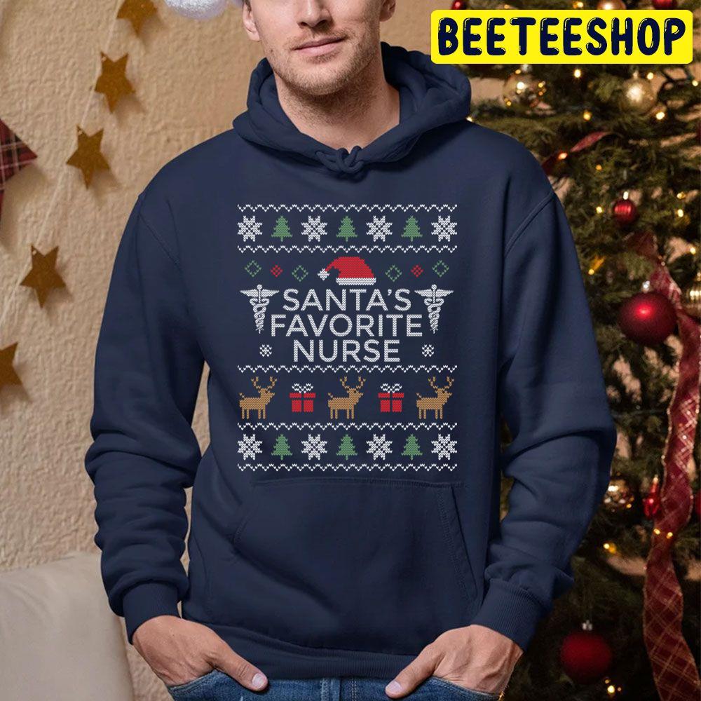 Knit Pattern Santa's Favorite Nurse Trending Unisex Hoodie Knit Pattern Santa's Favorite Nurse Trending Unisex Hoodie