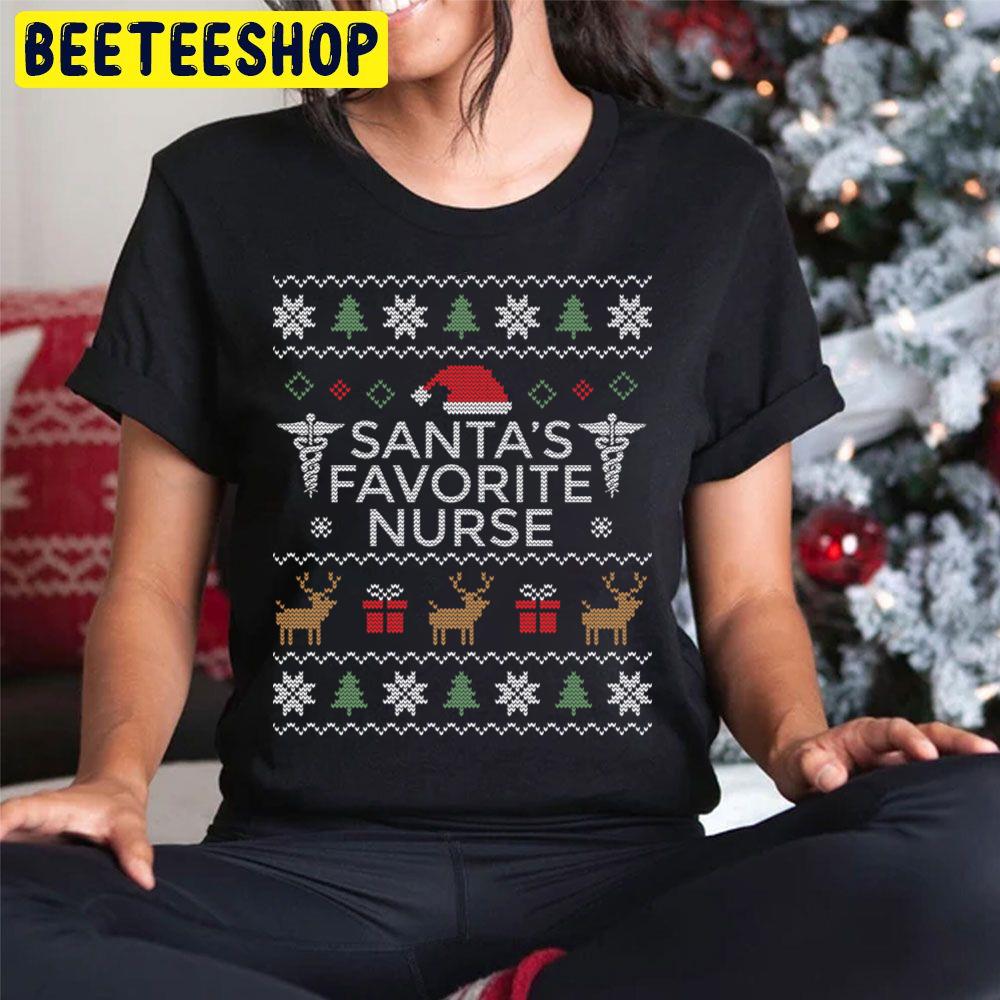 Knit Pattern Santa's Favorite Nurse Trending Unisex Hoodie Knit Pattern Santa's Favorite Nurse Trending Unisex Hoodie