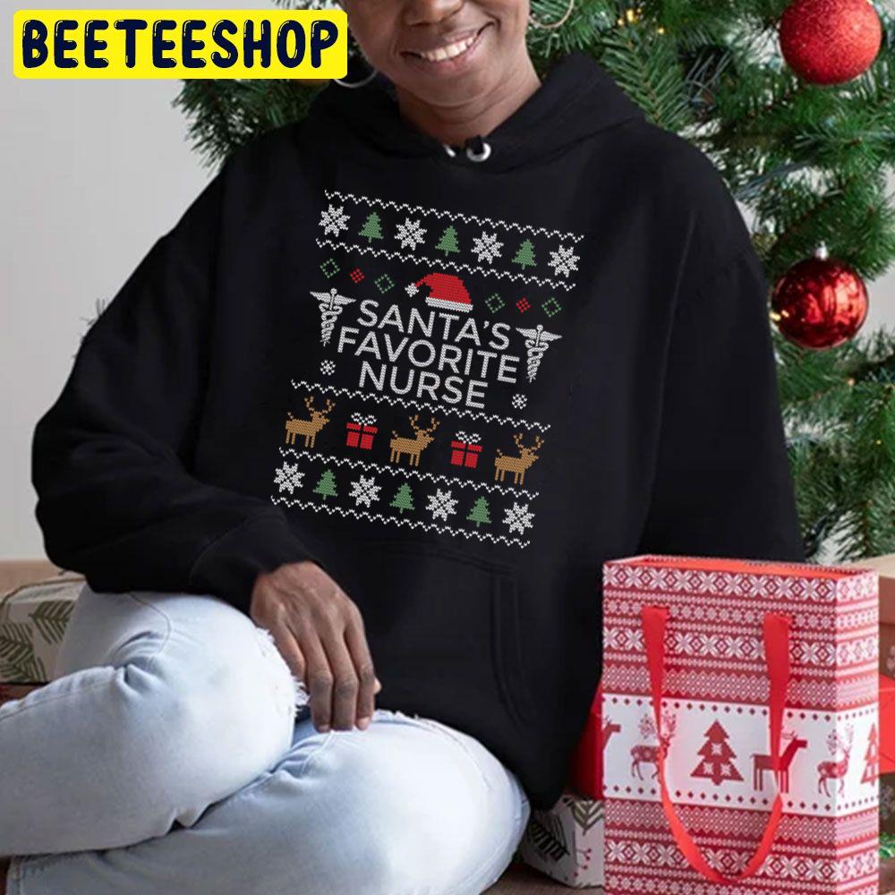 Knit Pattern Santa's Favorite Nurse Trending Unisex Hoodie Knit Pattern Santa's Favorite Nurse Trending Unisex Hoodie