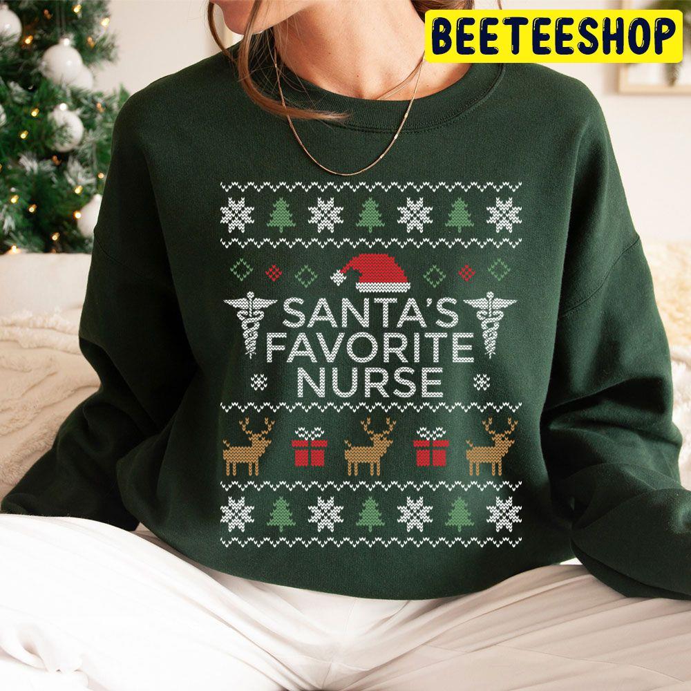 Knit Pattern Santa's Favorite Nurse Trending Unisex Hoodie Knit Pattern Santa's Favorite Nurse Trending Unisex Hoodie