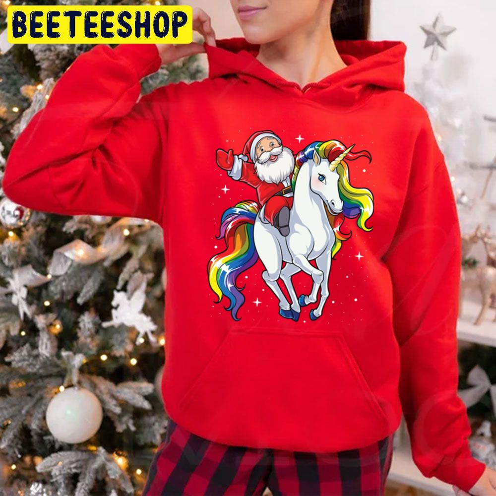 Let's Go Santa Riding Unicorn Christmass Rainbow Space Xmass Trending Unisex Hoodie Let's Go Santa Riding Unicorn Christmass Rainbow Space Xmass Trending Unisex Hoodie