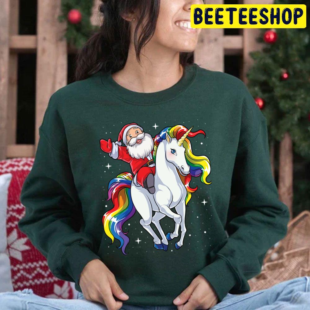 Let's Go Santa Riding Unicorn Christmass Rainbow Space Xmass Trending Unisex Hoodie Let's Go Santa Riding Unicorn Christmass Rainbow Space Xmass Trending Unisex Hoodie
