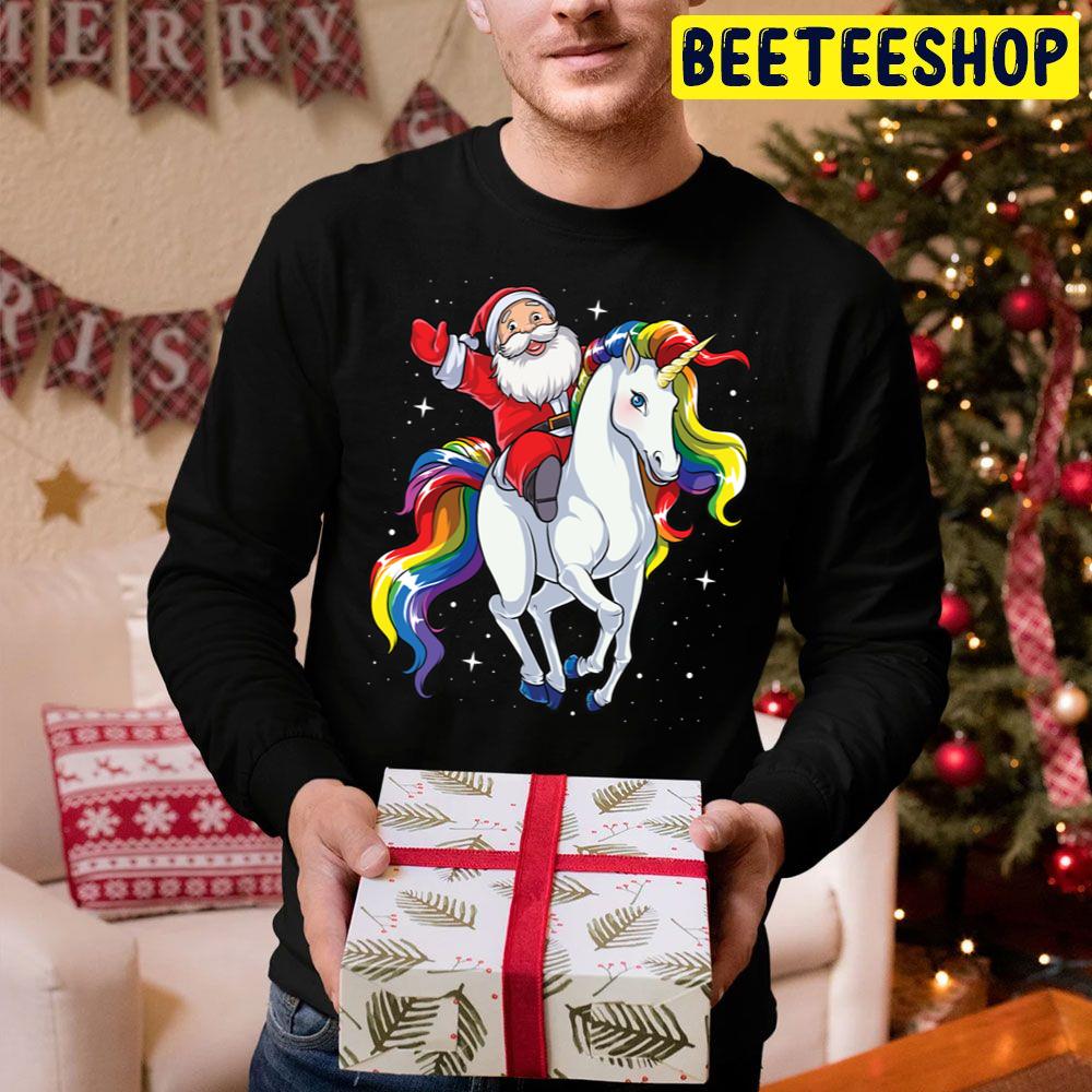 Let's Go Santa Riding Unicorn Christmass Rainbow Space Xmass Trending Unisex Hoodie Let's Go Santa Riding Unicorn Christmass Rainbow Space Xmass Trending Unisex Hoodie