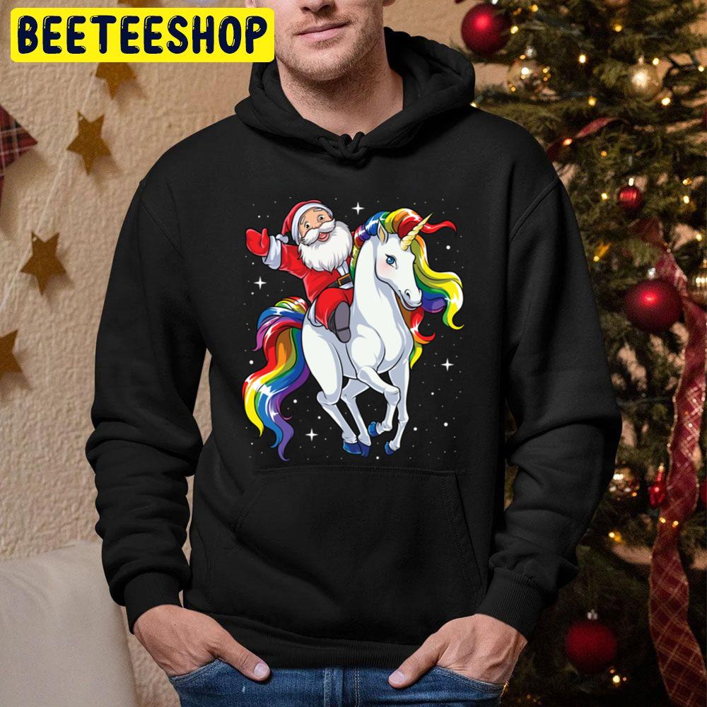 Let's Go Santa Riding Unicorn Christmass Rainbow Space Xmass Trending Unisex Hoodie Let's Go Santa Riding Unicorn Christmass Rainbow Space Xmass Trending Unisex Hoodie