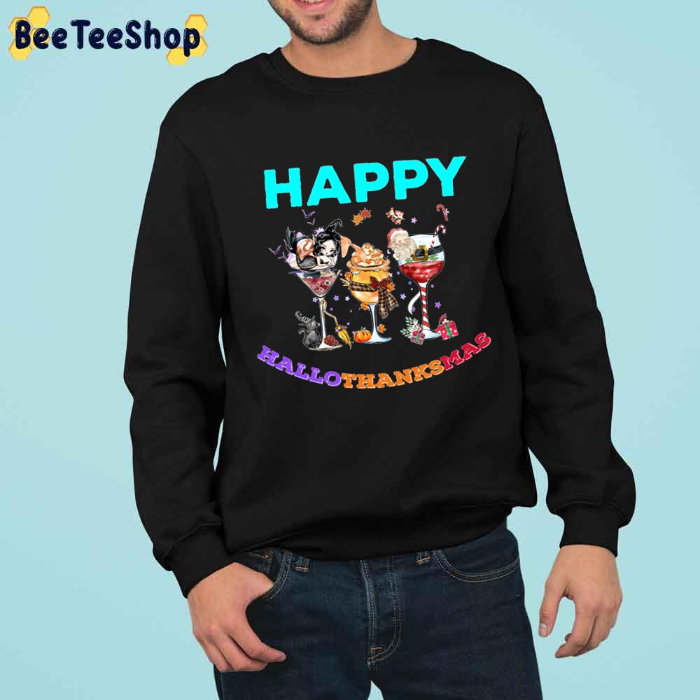 Mermaid Black Cat Pumpkin And Santa Happy Hallothanksmas Wine Trending Unisex Sweatshirt Mermaid Black Cat Pumpkin And Santa Happy Hallothanksmas Wine Trending Unisex Sweatshirt