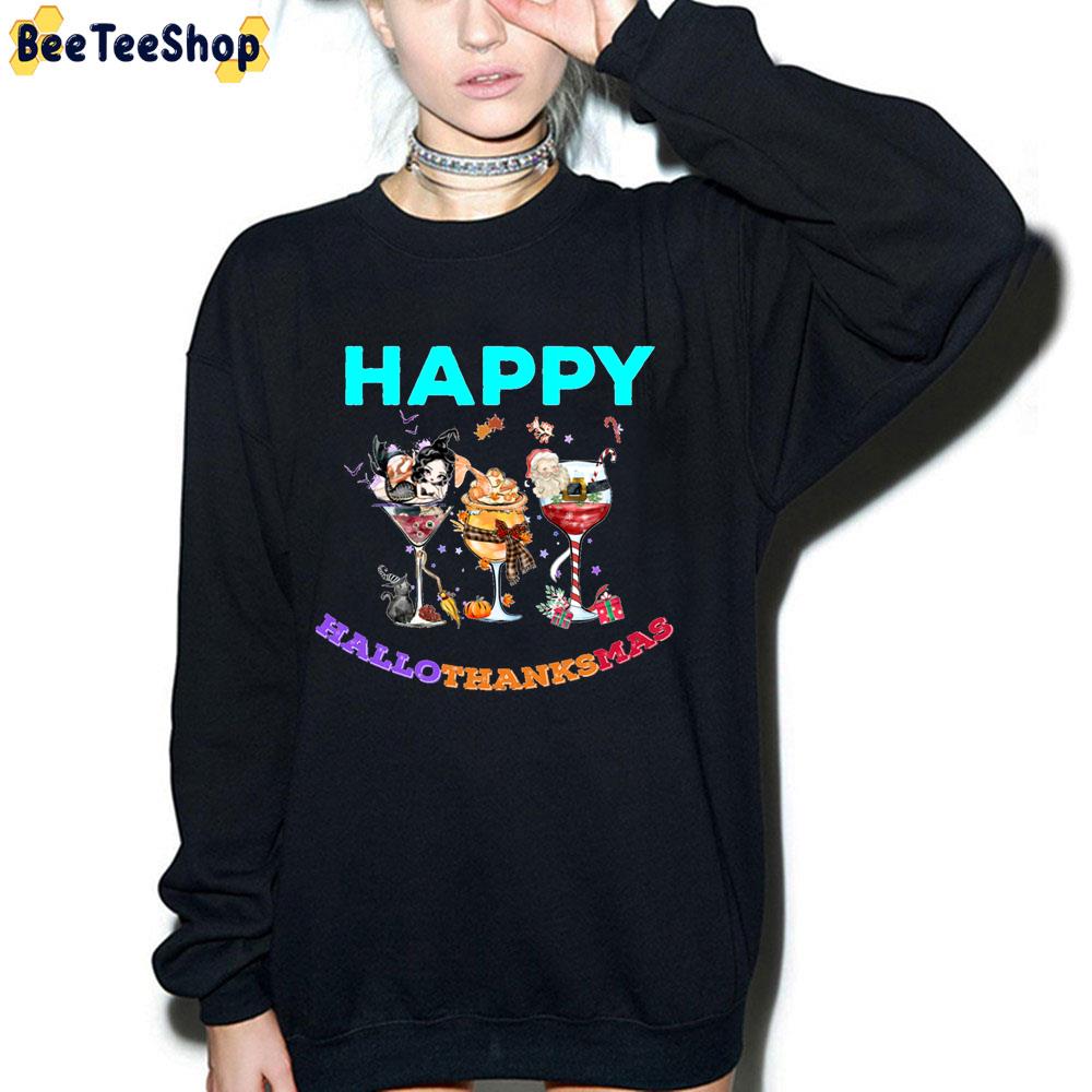 Mermaid Black Cat Pumpkin And Santa Happy Hallothanksmas Wine Trending Unisex Sweatshirt Mermaid Black Cat Pumpkin And Santa Happy Hallothanksmas Wine Trending Unisex Sweatshirt