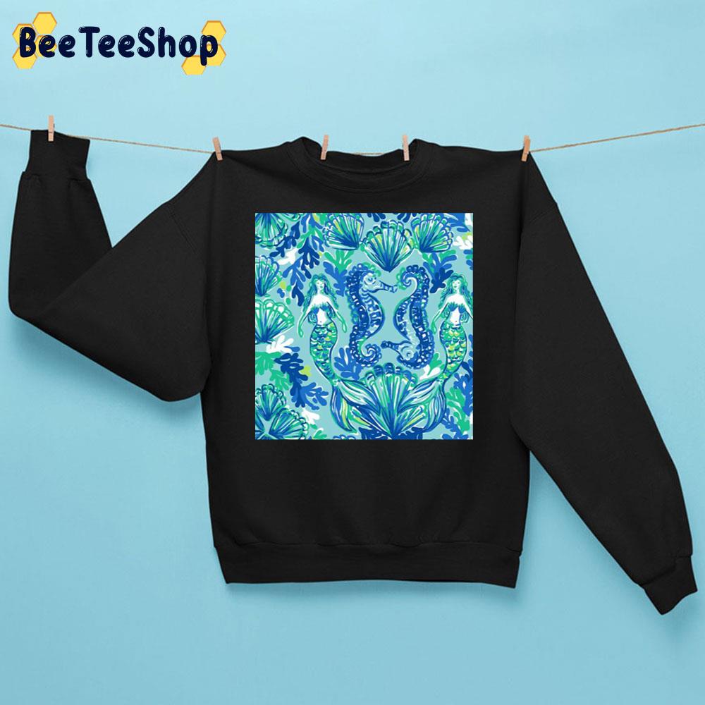 Mermaids And Seahorse Colour Art Retro Trending Unisex Sweatshirt Mermaids And Seahorse Colour Art Retro Trending Unisex Sweatshirt