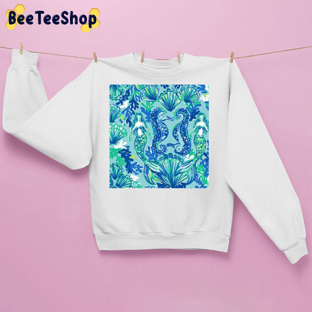 Mermaids And Seahorse Colour Art Retro Trending Unisex Sweatshirt Mermaids And Seahorse Colour Art Retro Trending Unisex Sweatshirt