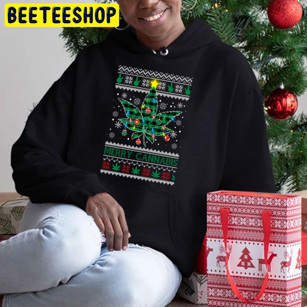 Merry Cannabis Christmas Tree Funny Weed Leaf Cannabis Xmas Trending Unisex Hoodie Merry Cannabis Christmas Tree Funny Weed Leaf Cannabis Xmas Trending Unisex Hoodie