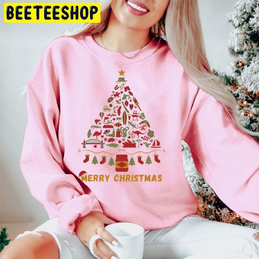 Merry Christmas Australia Australian Christmas Tree Made Up Of Iconssymbols Trending Unisex Hoodie Merry Christmas Australia Australian Christmas Tree Made Up Of Iconssymbols Trending Unisex Hoodie