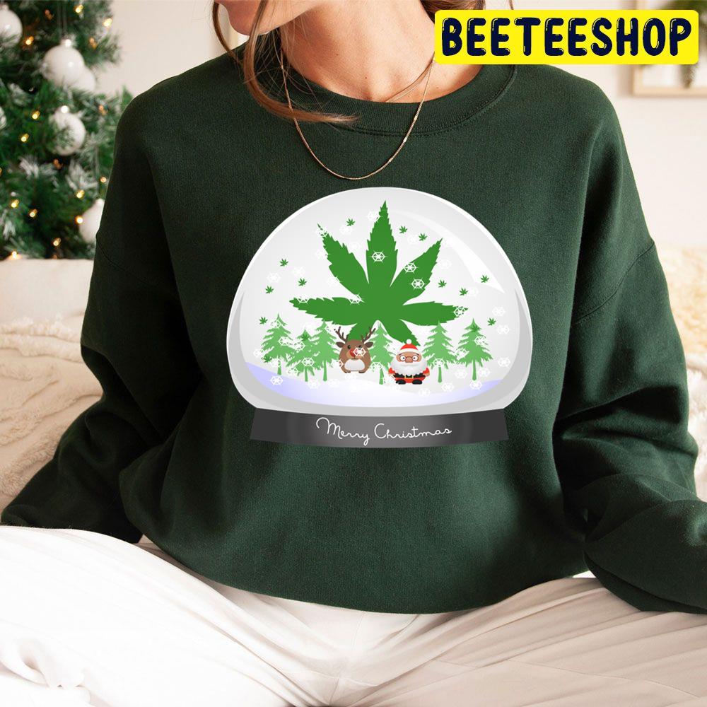 Merry Christmas Marijuana Snow Globe Trending Unisex Hoodie Merry Christmas Marijuana Snow Globe Trending Unisex Hoodie