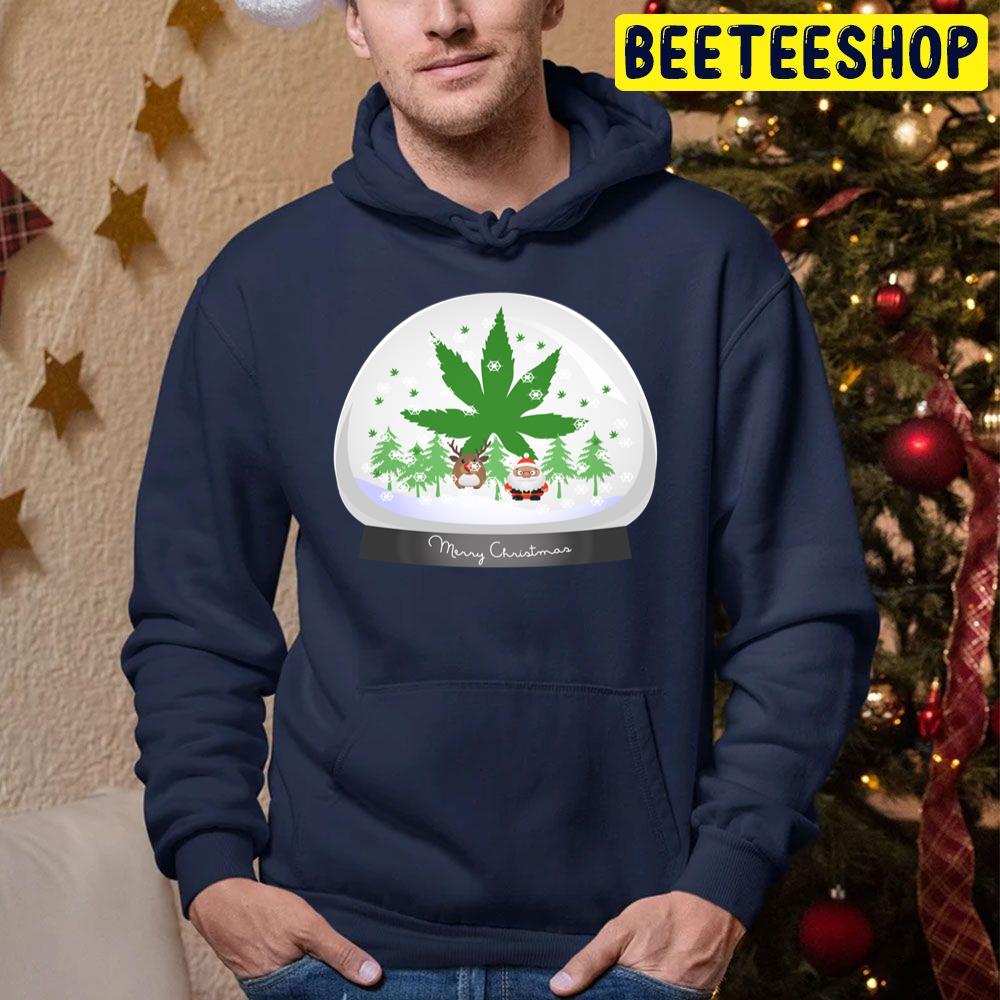 Merry Christmas Marijuana Snow Globe Trending Unisex Hoodie Merry Christmas Marijuana Snow Globe Trending Unisex Hoodie