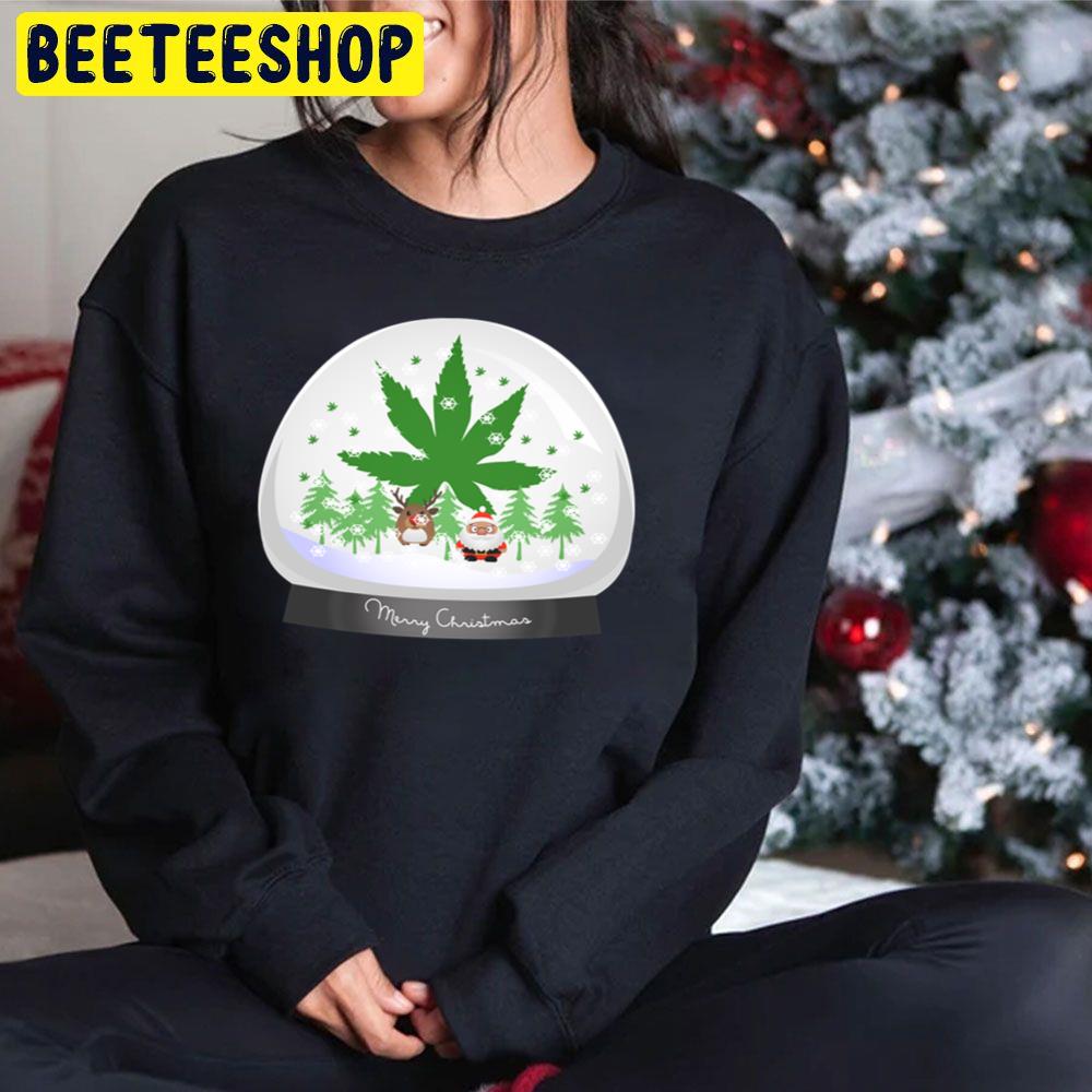 Merry Christmas Marijuana Snow Globe Trending Unisex Hoodie Merry Christmas Marijuana Snow Globe Trending Unisex Hoodie