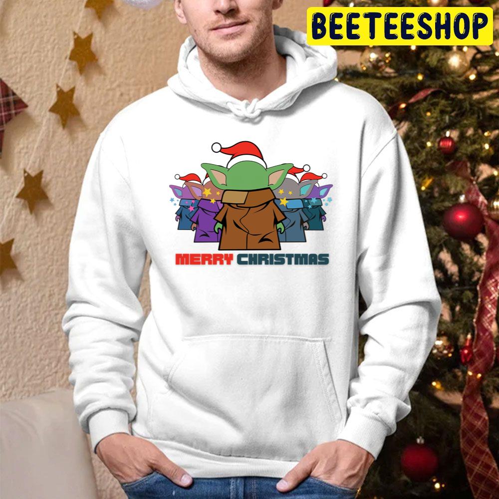 Merry Christmas Small Yoda Babies Santa Blue Aliens Sticker Trending Unisex Hoodie Merry Christmas Small Yoda Babies Santa Blue Aliens Sticker Trending Unisex Hoodie