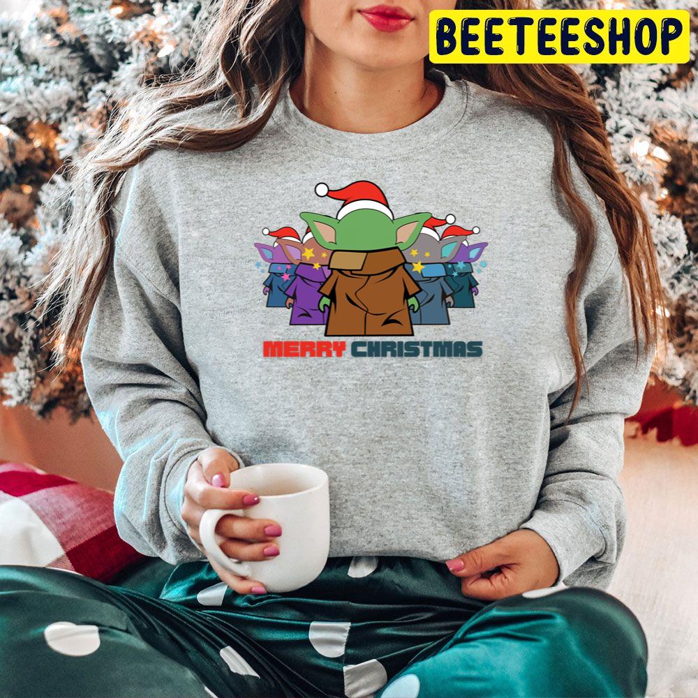 Merry Christmas Small Yoda Babies Santa Blue Aliens Sticker Trending Unisex Hoodie Merry Christmas Small Yoda Babies Santa Blue Aliens Sticker Trending Unisex Hoodie
