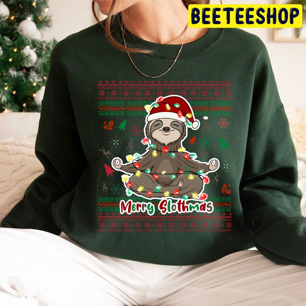 Merry Slothmas Knit Pattern Christmas Trending Unisex Hoodie Merry Slothmas Knit Pattern Christmas Trending Unisex Hoodie