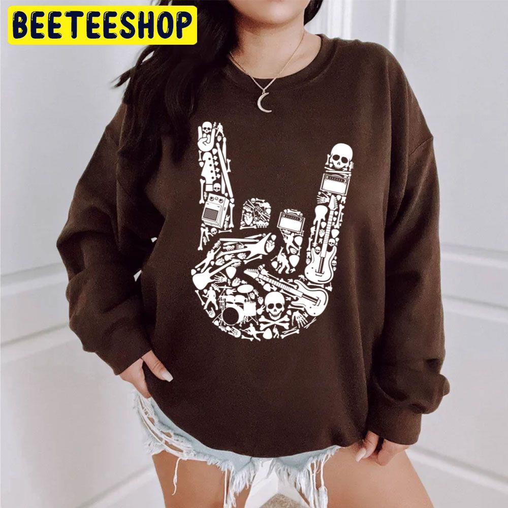 Metal Rock Music Hand Illustration Trending Unisex Sweatshirt Metal Rock Music Hand Illustration Trending Unisex Sweatshirt