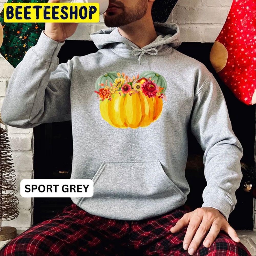 Mouse Pumpkin With Floral Crown Trending Unisex Hoodie Mouse Pumpkin With Floral Crown Trending Unisex Hoodie