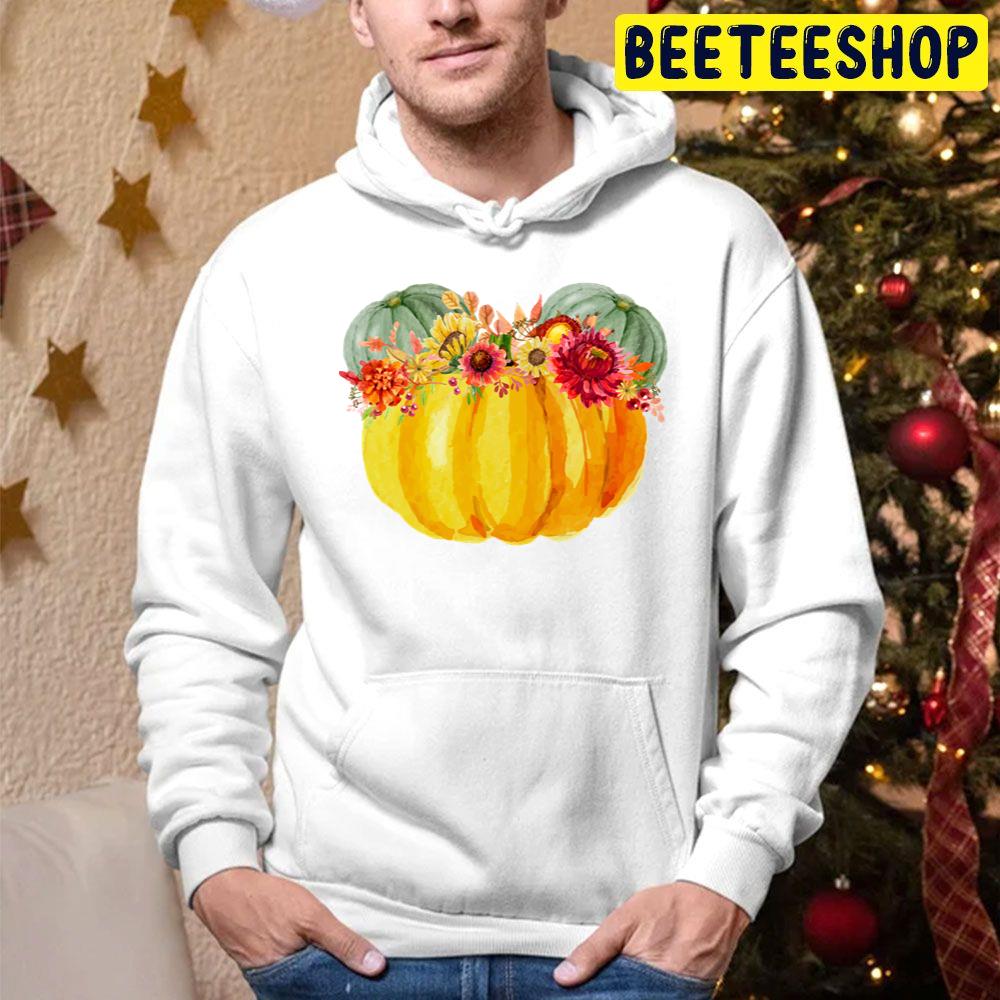 Mouse Pumpkin With Floral Crown Trending Unisex Hoodie Mouse Pumpkin With Floral Crown Trending Unisex Hoodie