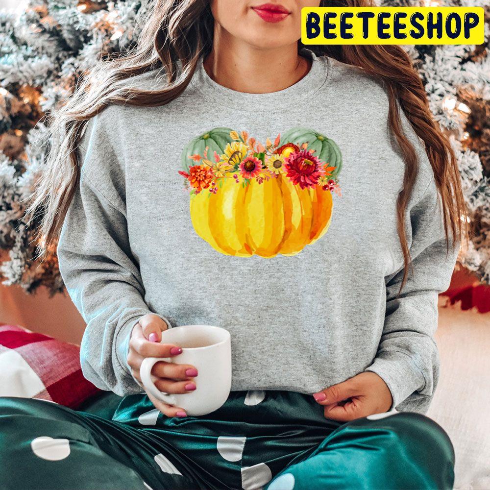 Mouse Pumpkin With Floral Crown Trending Unisex Hoodie Mouse Pumpkin With Floral Crown Trending Unisex Hoodie