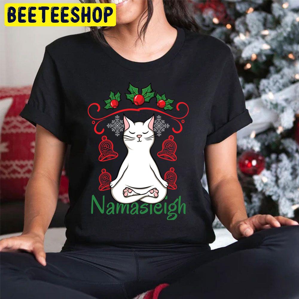 Namasleigh Cat Yoga Christmas Humor Trending Unisex Hoodie Namasleigh Cat Yoga Christmas Humor Trending Unisex Hoodie