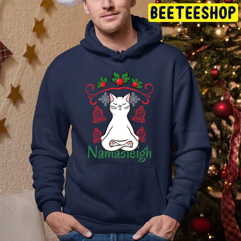 Namasleigh Cat Yoga Christmas Humor Trending Unisex Hoodie Namasleigh Cat Yoga Christmas Humor Trending Unisex Hoodie