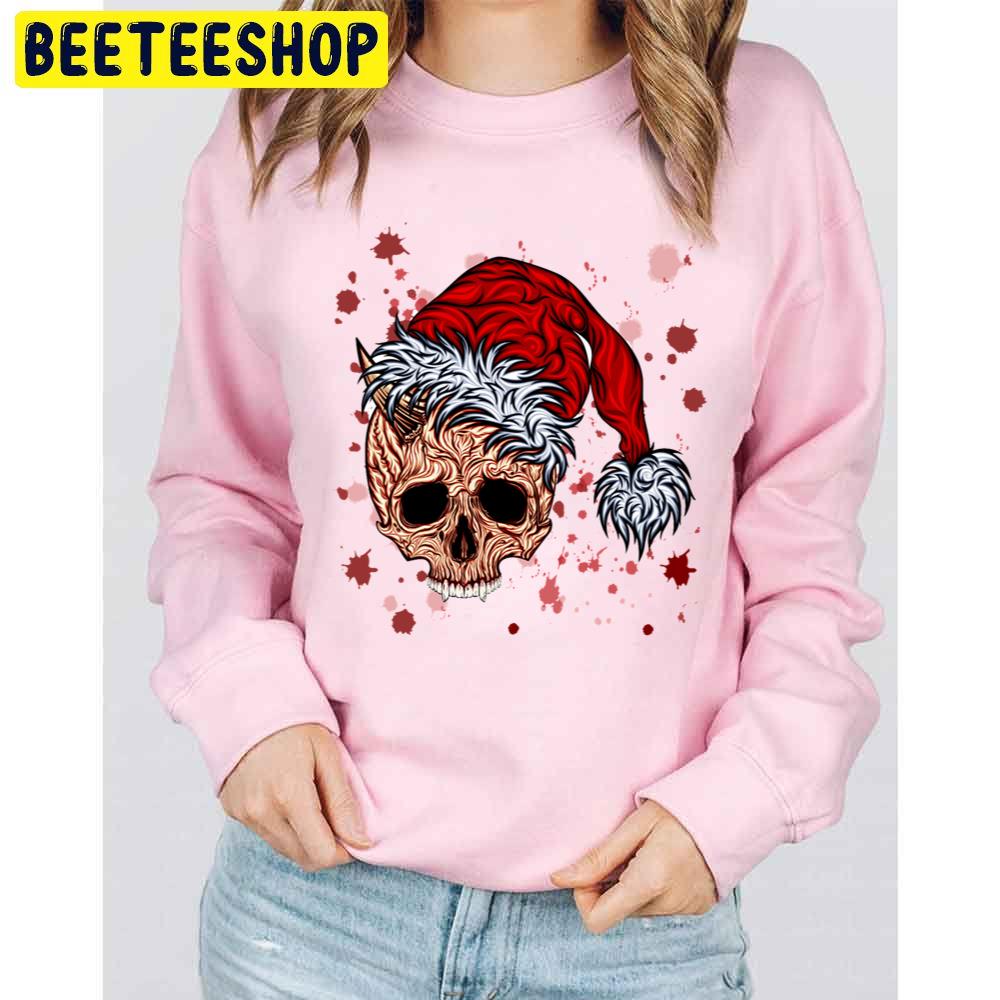 New Year Skull With Splashes Blood Chirstmas Trending Unisex Sweatshirt New Year Skull With Splashes Blood Chirstmas Trending Unisex Sweatshirt