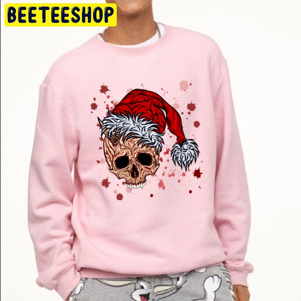 New Year Skull With Splashes Blood Chirstmas Trending Unisex Sweatshirt New Year Skull With Splashes Blood Chirstmas Trending Unisex Sweatshirt