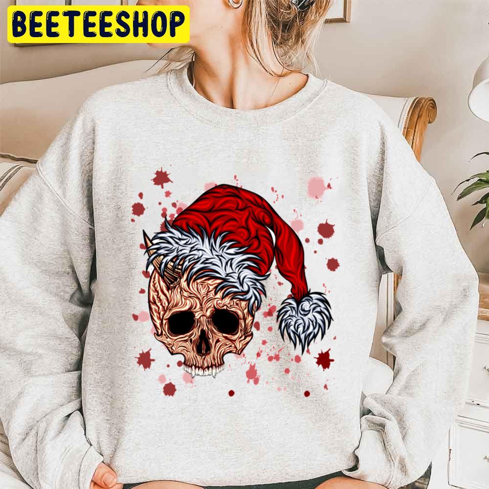 New Year Skull With Splashes Blood Chirstmas Trending Unisex Sweatshirt New Year Skull With Splashes Blood Chirstmas Trending Unisex Sweatshirt