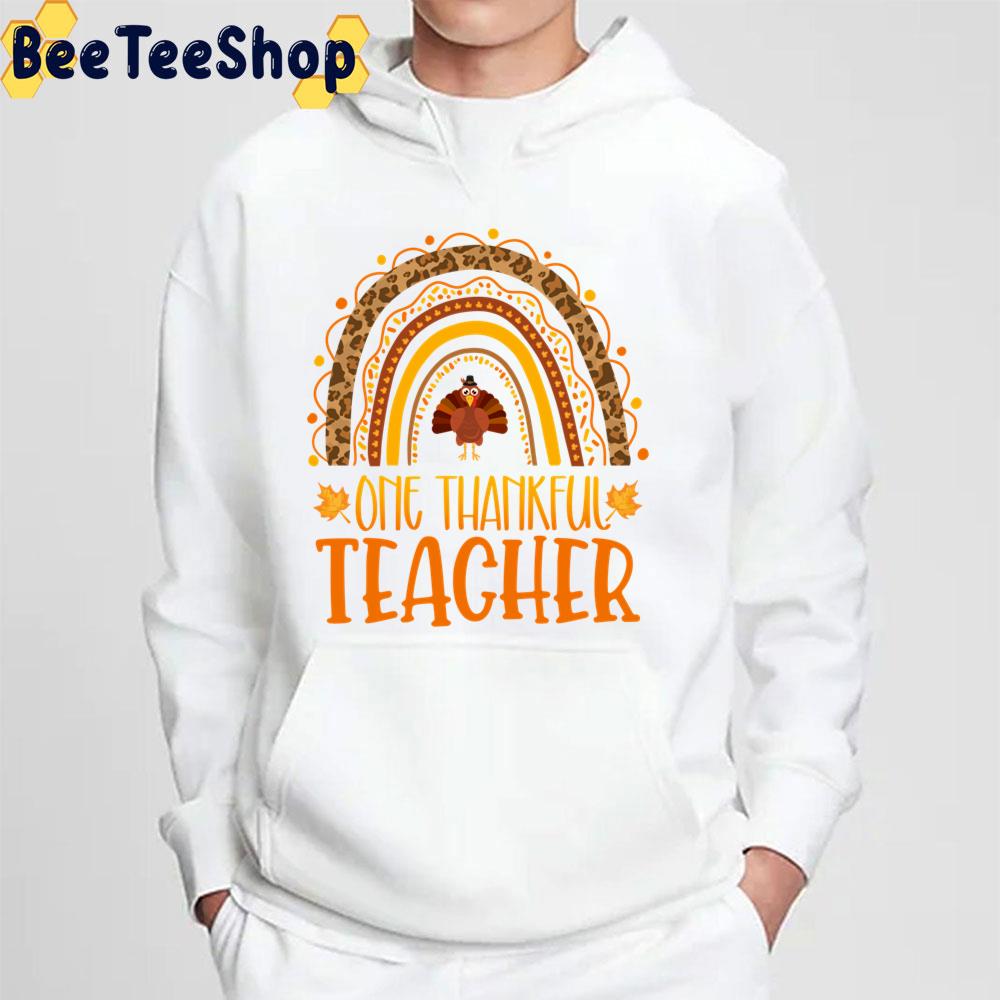 One Thankful Teacher Thanksgiving Rainbow Leopard Fall Trending Unisex Sweatshirt One Thankful Teacher Thanksgiving Rainbow Leopard Fall Trending Unisex Sweatshirt
