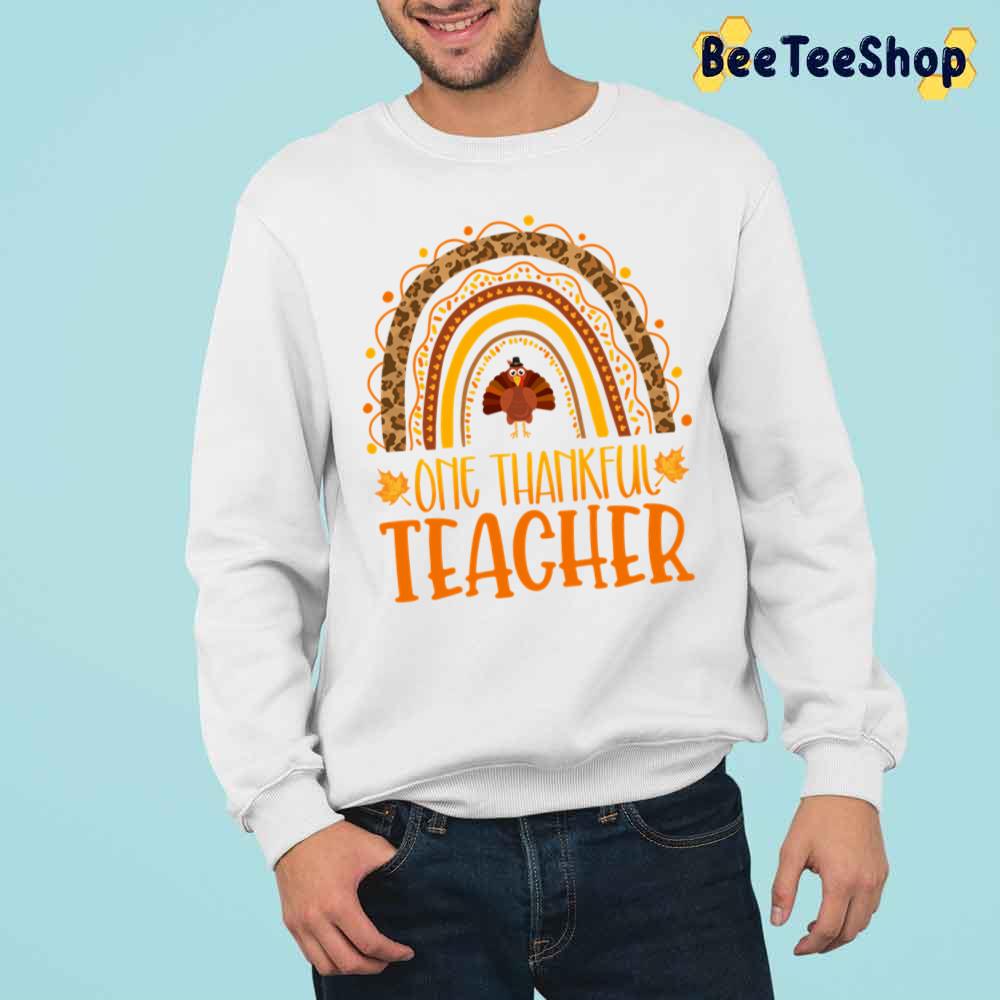 One Thankful Teacher Thanksgiving Rainbow Leopard Fall Trending Unisex Sweatshirt One Thankful Teacher Thanksgiving Rainbow Leopard Fall Trending Unisex Sweatshirt