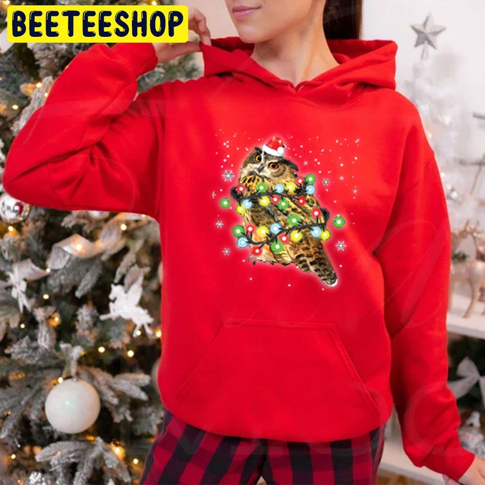 Owl Christmas Light Trending Unisex Hoodie Owl Christmas Light Trending Unisex Hoodie