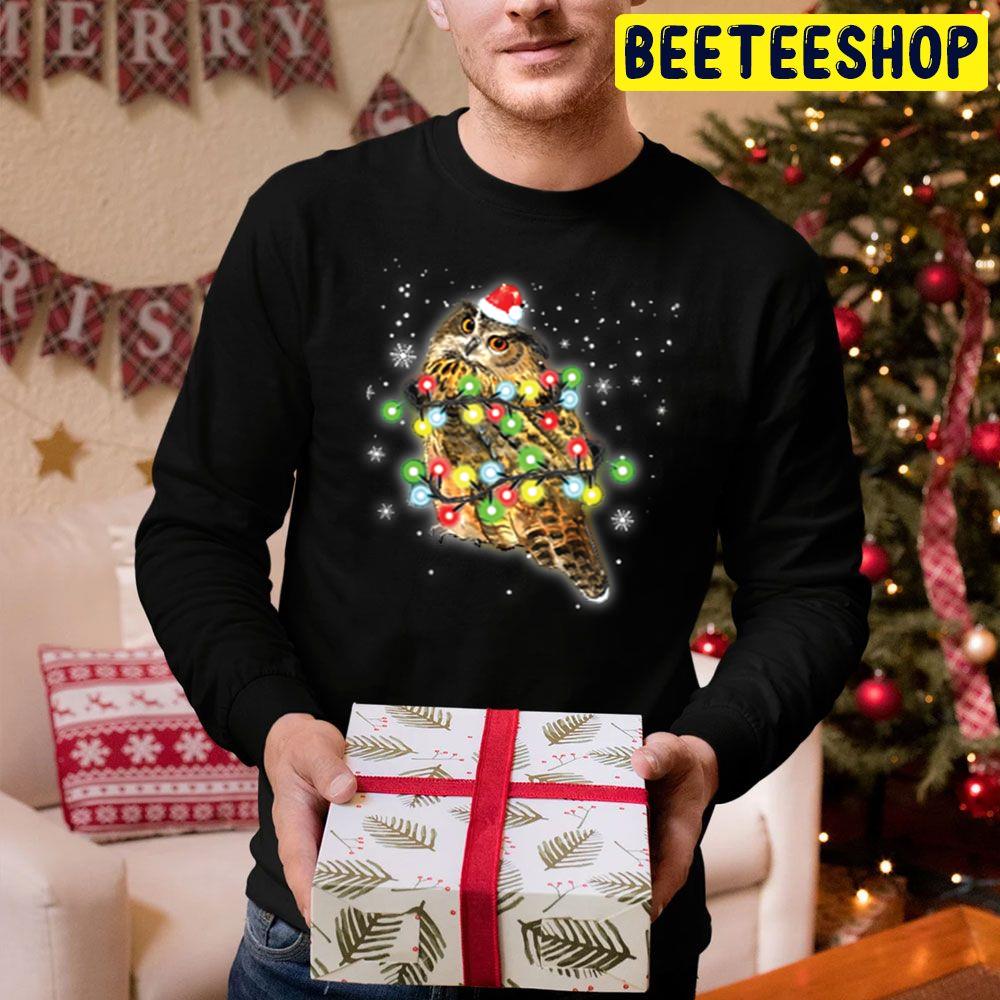 Owl Christmas Light Trending Unisex Hoodie Owl Christmas Light Trending Unisex Hoodie
