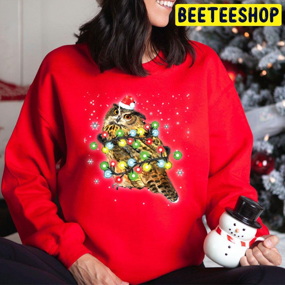 Owl Christmas Light Trending Unisex Hoodie Owl Christmas Light Trending Unisex Hoodie