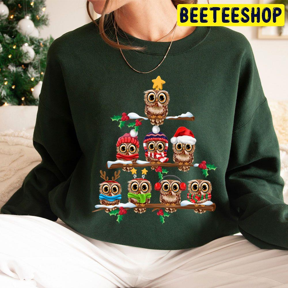 Owl Christmas Tree Trending Unisex Hoodie Owl Christmas Tree Trending Unisex Hoodie