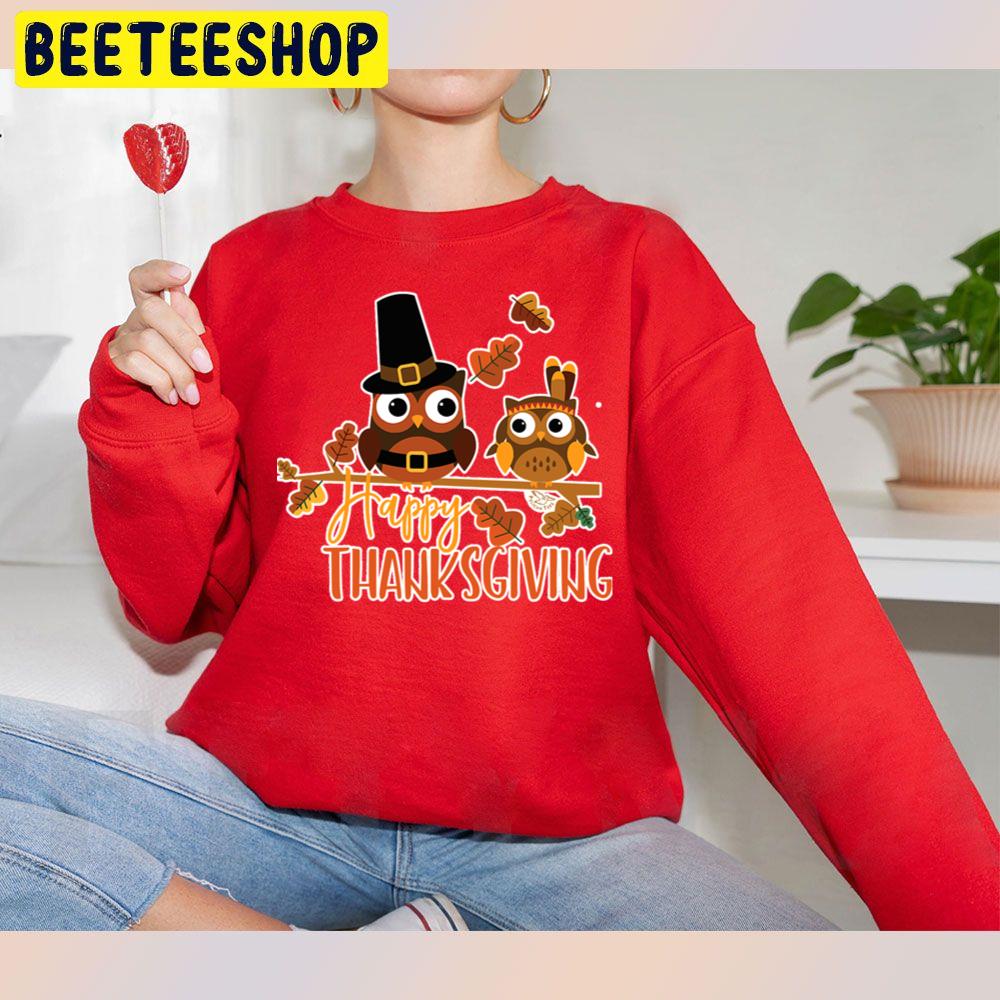 Owl Happy Thanksgiving Trending Unisex Sweatshirt Owl Happy Thanksgiving Trending Unisex Sweatshirt