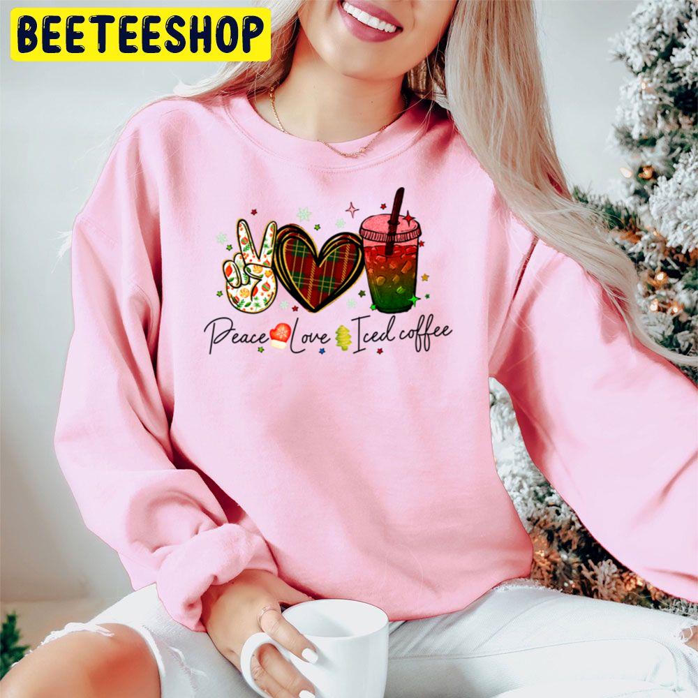 Peace Love Iced Coffee Christmas Thanksgiving Trending Unisex Hoodie Peace Love Iced Coffee Christmas Thanksgiving Trending Unisex Hoodie