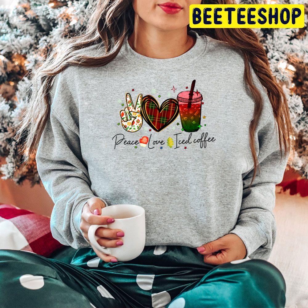 Peace Love Iced Coffee Christmas Thanksgiving Trending Unisex Hoodie Peace Love Iced Coffee Christmas Thanksgiving Trending Unisex Hoodie