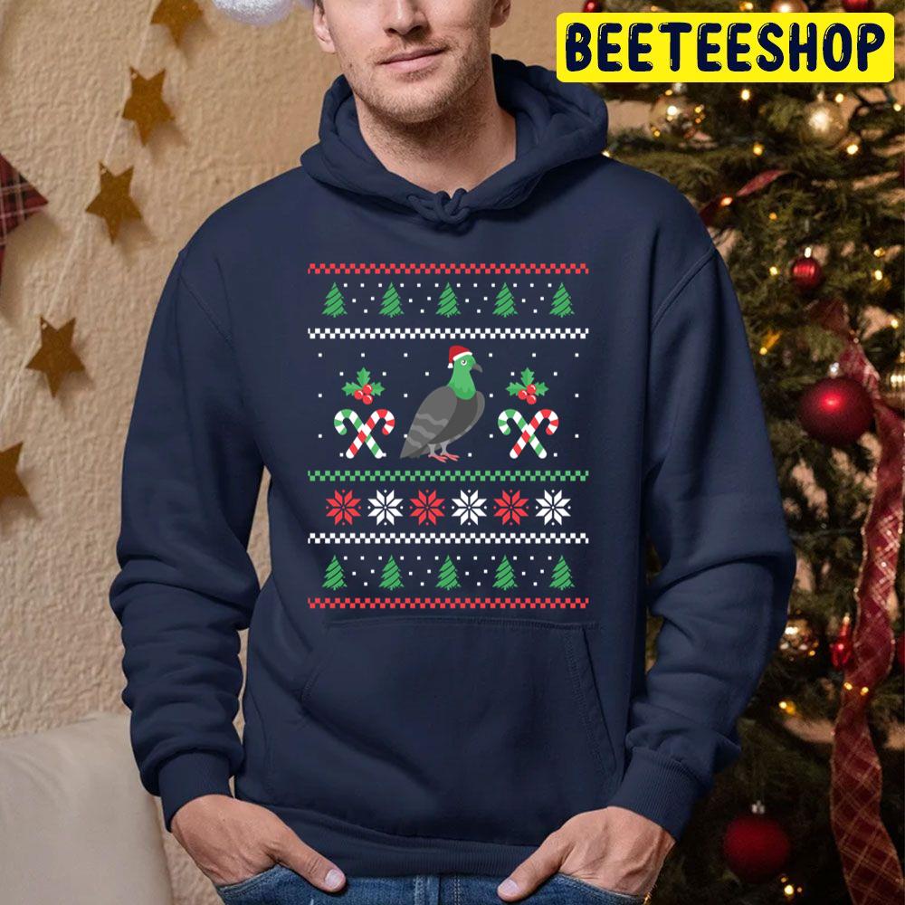 Pidgeon Wearing Christmas Hat Knit Snowflakes Trending Unisex Hoodie Pidgeon Wearing Christmas Hat Knit Snowflakes Trending Unisex Hoodie