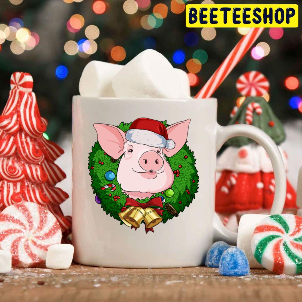 Pig Santa Christmas Wreath Trending Unisex Hoodie Pig Santa Christmas Wreath Trending Unisex Hoodie