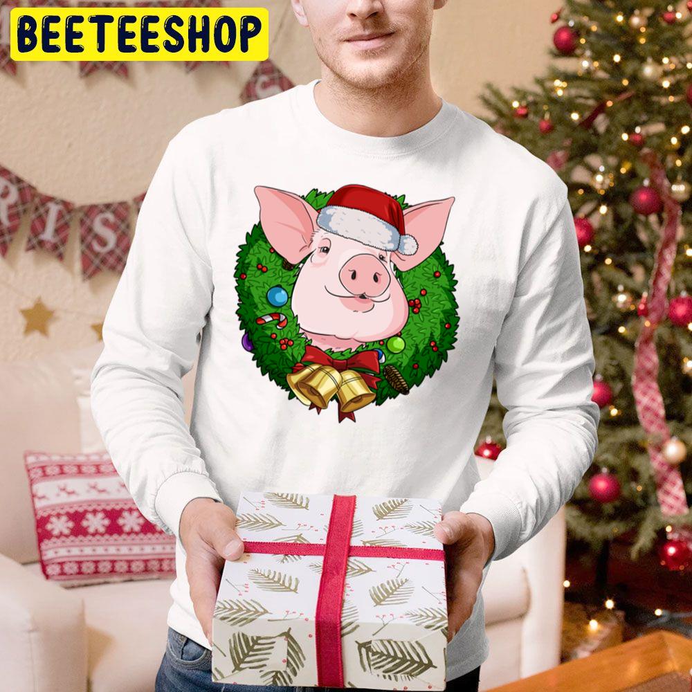 Pig Santa Christmas Wreath Trending Unisex Hoodie Pig Santa Christmas Wreath Trending Unisex Hoodie