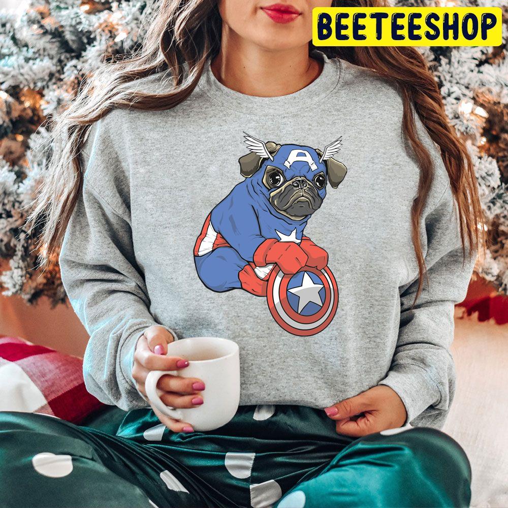 Pug Hero Captain America Trending Unisex Hoodie Pug Hero Captain America Trending Unisex Hoodie