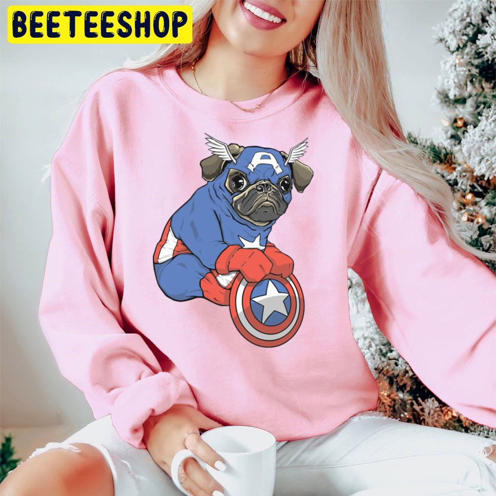 Pug Hero Captain America Trending Unisex Hoodie Pug Hero Captain America Trending Unisex Hoodie