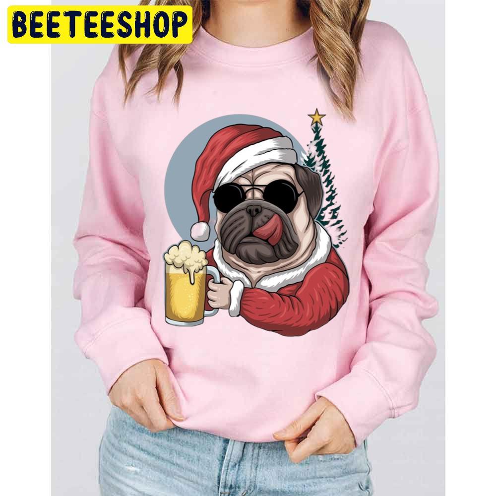 Puppy Wear Santa Hat And Drink Beer Dog Lover Trending Unisex Sweatshirt Puppy Wear Santa Hat And Drink Beer Dog Lover Trending Unisex Sweatshirt