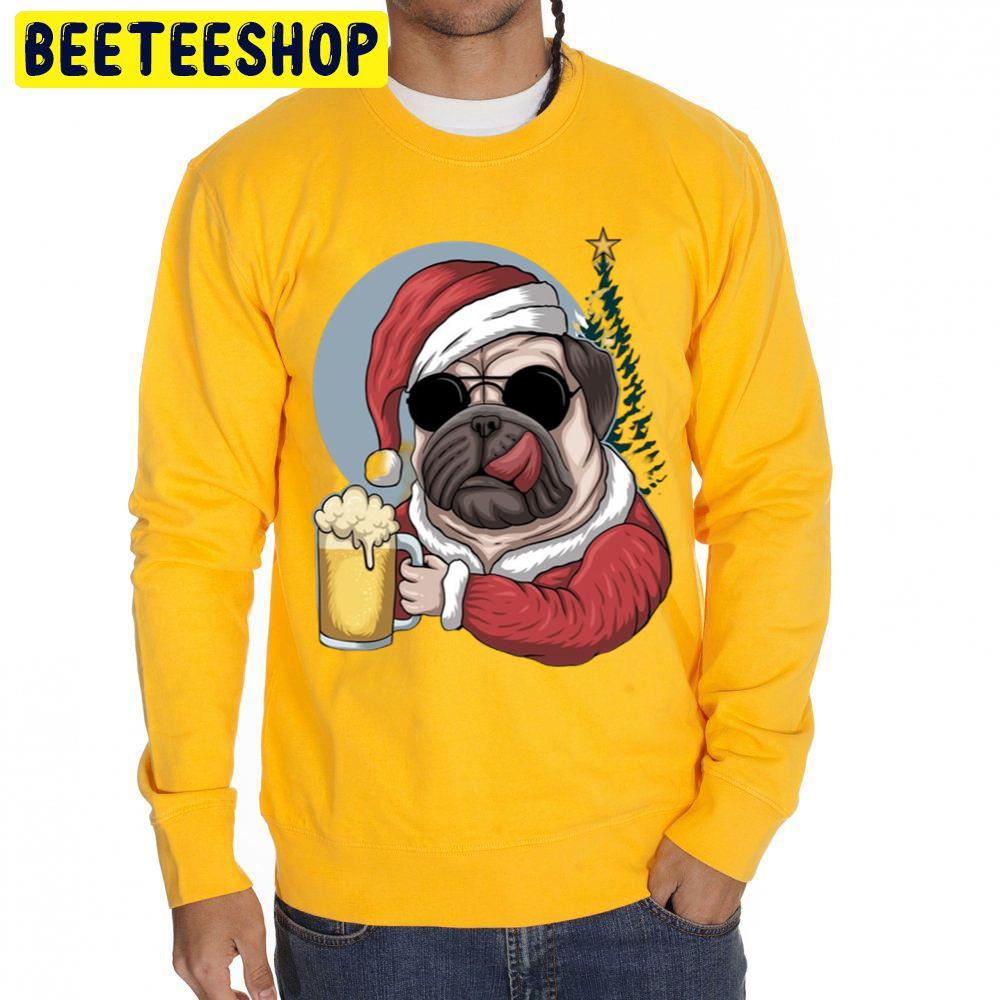 Puppy Wear Santa Hat And Drink Beer Dog Lover Trending Unisex Sweatshirt Puppy Wear Santa Hat And Drink Beer Dog Lover Trending Unisex Sweatshirt