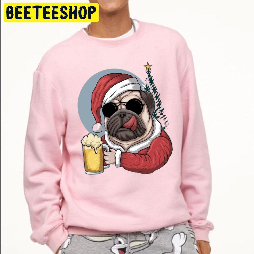Puppy Wear Santa Hat And Drink Beer Dog Lover Trending Unisex Sweatshirt Puppy Wear Santa Hat And Drink Beer Dog Lover Trending Unisex Sweatshirt