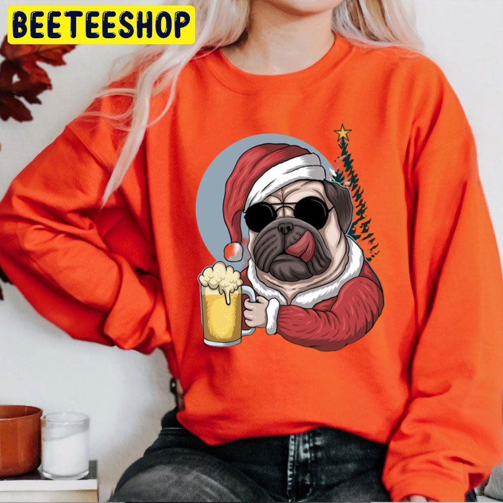 Puppy Wear Santa Hat And Drink Beer Dog Lover Trending Unisex Sweatshirt Puppy Wear Santa Hat And Drink Beer Dog Lover Trending Unisex Sweatshirt